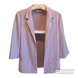Vintage The Traveler By Connie Jacket/Blazer Lilac Purple Striped